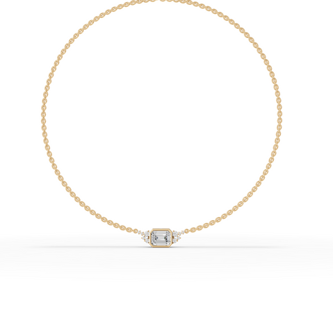 4.41 Ct Emerald Solitaire Bezel Lab Diamond Necklace