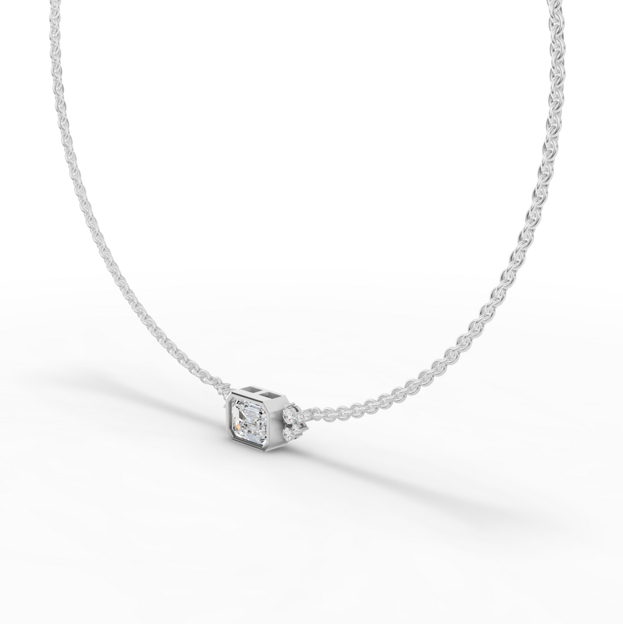 4.41 Ct Emerald Solitaire Bezel Lab Diamond Necklace