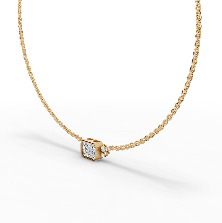 4.41 Ct Emerald Solitaire Bezel Lab Diamond Necklace