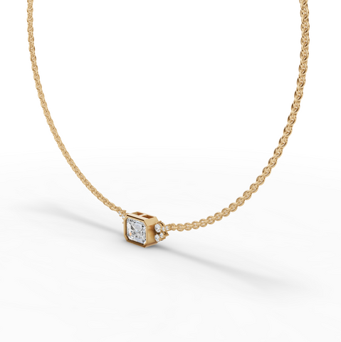 4.41 Ct Emerald Solitaire Bezel Lab Diamond Necklace