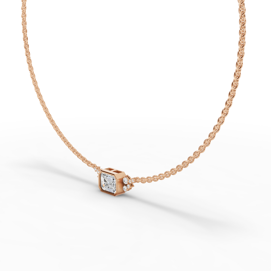 4.41 Ct Emerald Solitaire Bezel Lab Diamond Necklace