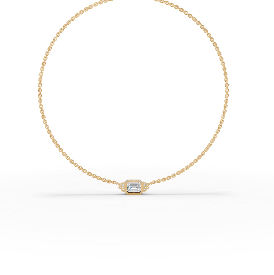 4.41 Ct Emerald Solitaire Bezel Lab Diamond Necklace
