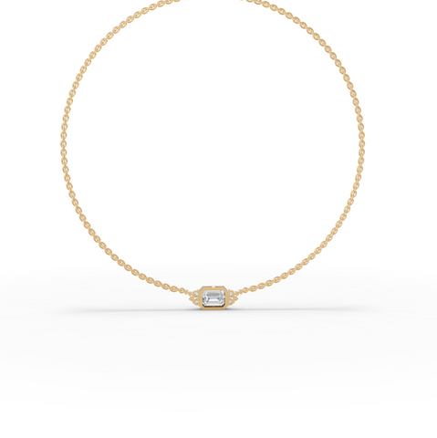 4.41 Ct Emerald Solitaire Bezel Lab Diamond Necklace