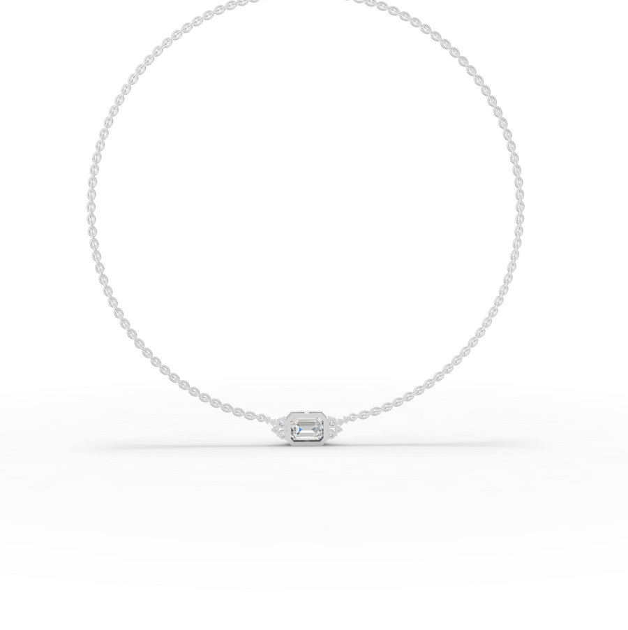 4.41 Ct Emerald Solitaire Bezel Lab Diamond Necklace