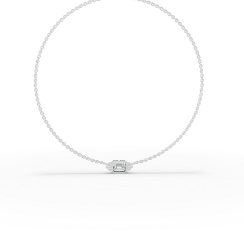 4.41 Ct Emerald Solitaire Bezel Lab Diamond Necklace