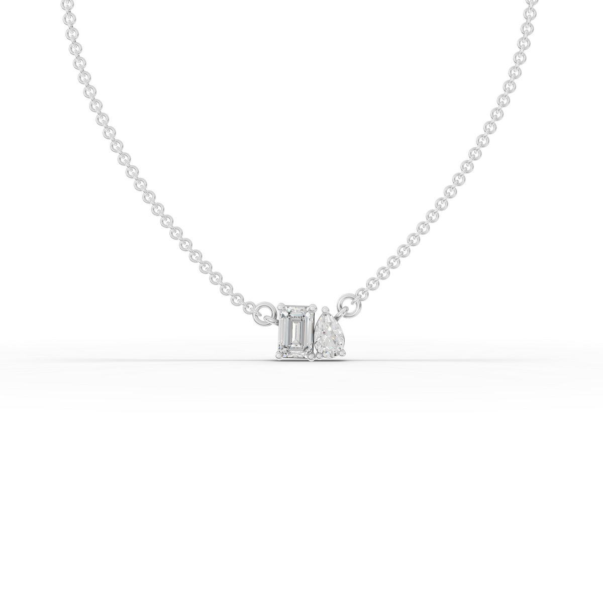 0.75 Ct Emerald Cut Bezel Lab Diamond Necklace