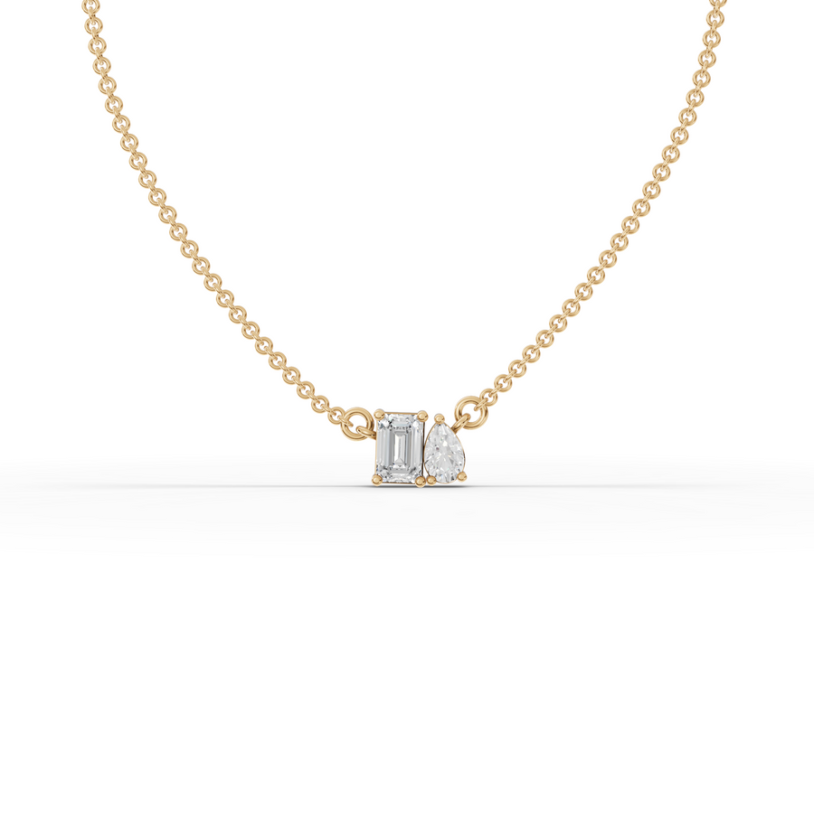0.75 Ct Emerald Cut Bezel Lab Diamond Necklace