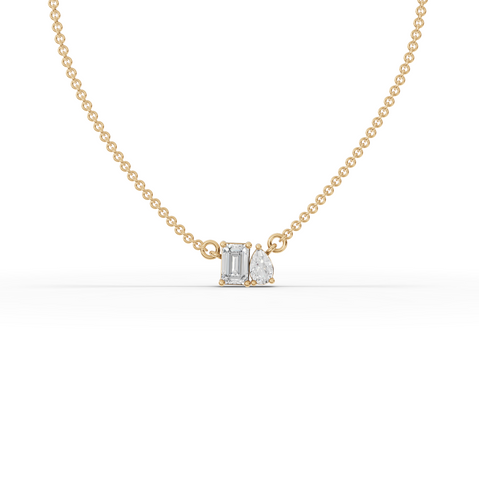 0.75 Ct Emerald Cut Bezel Lab Diamond Necklace