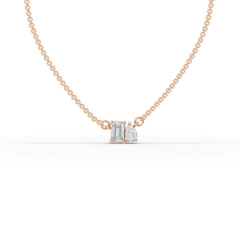 0.75 Ct Emerald Cut Bezel Lab Diamond Necklace
