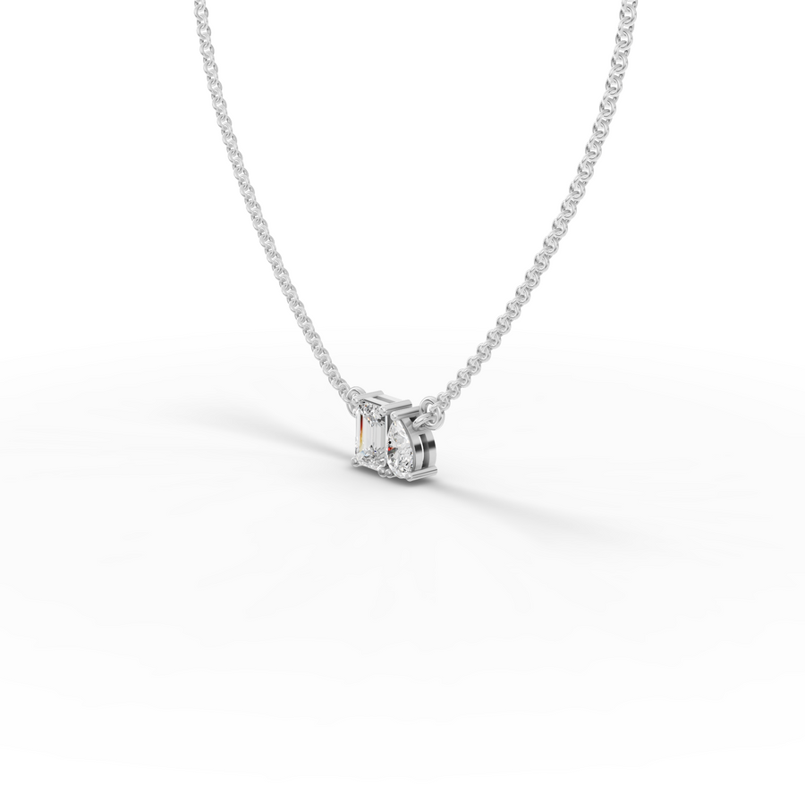 0.75 Ct Emerald Cut Bezel Lab Diamond Necklace