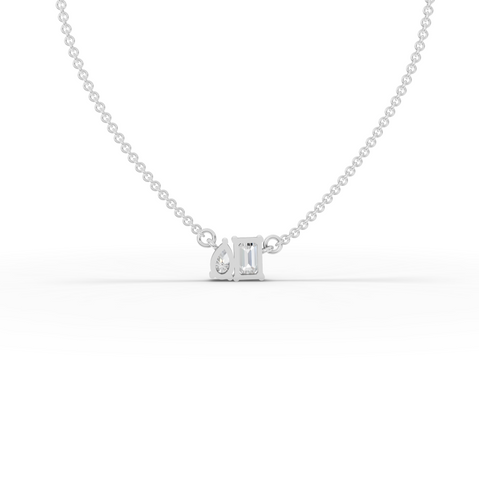 0.75 Ct Emerald Cut Bezel Lab Diamond Necklace