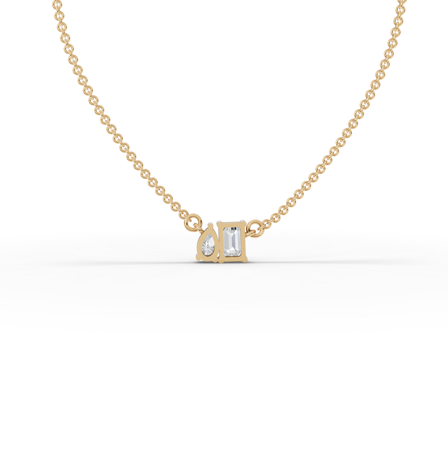 0.75 Ct Emerald Cut Bezel Lab Diamond Necklace