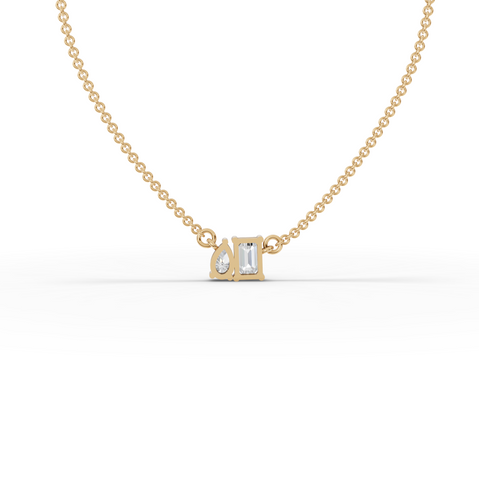 0.75 Ct Emerald Cut Bezel Lab Diamond Necklace
