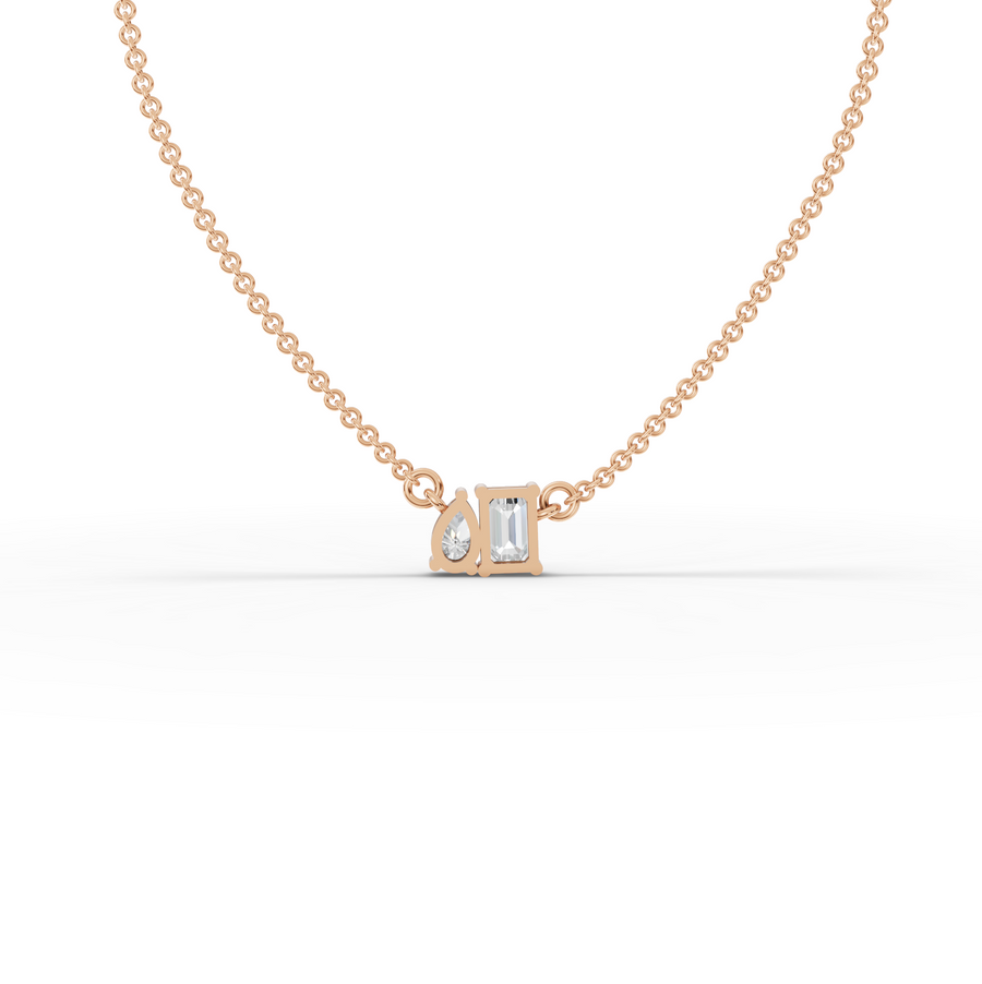0.75 Ct Emerald Cut Bezel Lab Diamond Necklace
