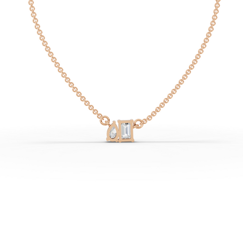 0.75 Ct Emerald Cut Bezel Lab Diamond Necklace