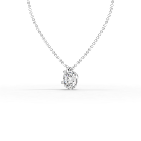 1.013 Ct Oval Solitaire With Side side Diamond Pendant