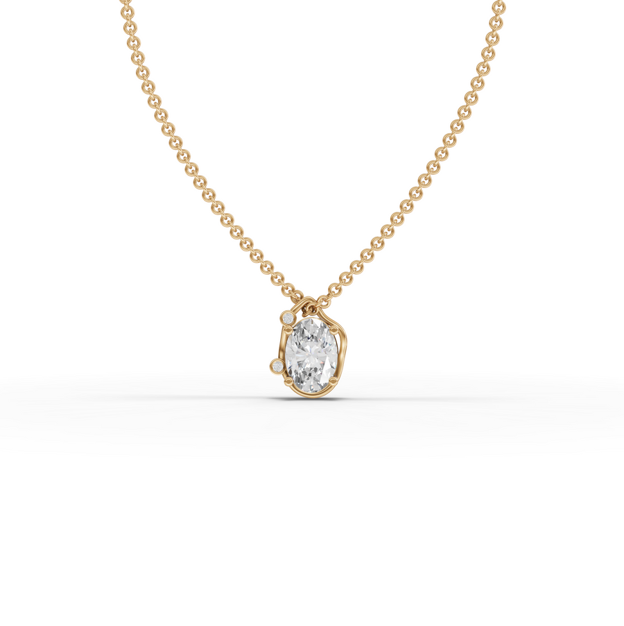 1.013 Ct Oval Solitaire With Side side Diamond Pendant