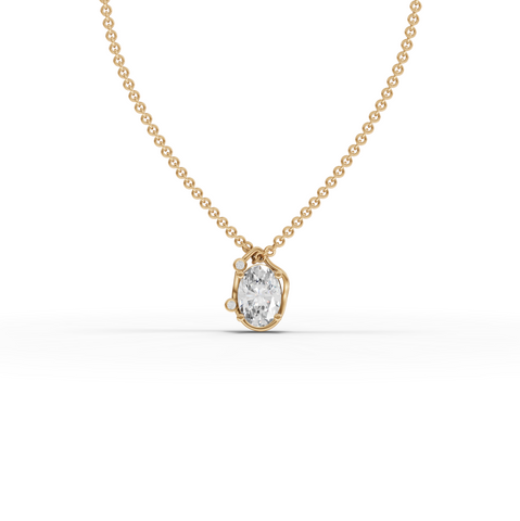 1.013 Ct Oval Solitaire With Side side Diamond Pendant