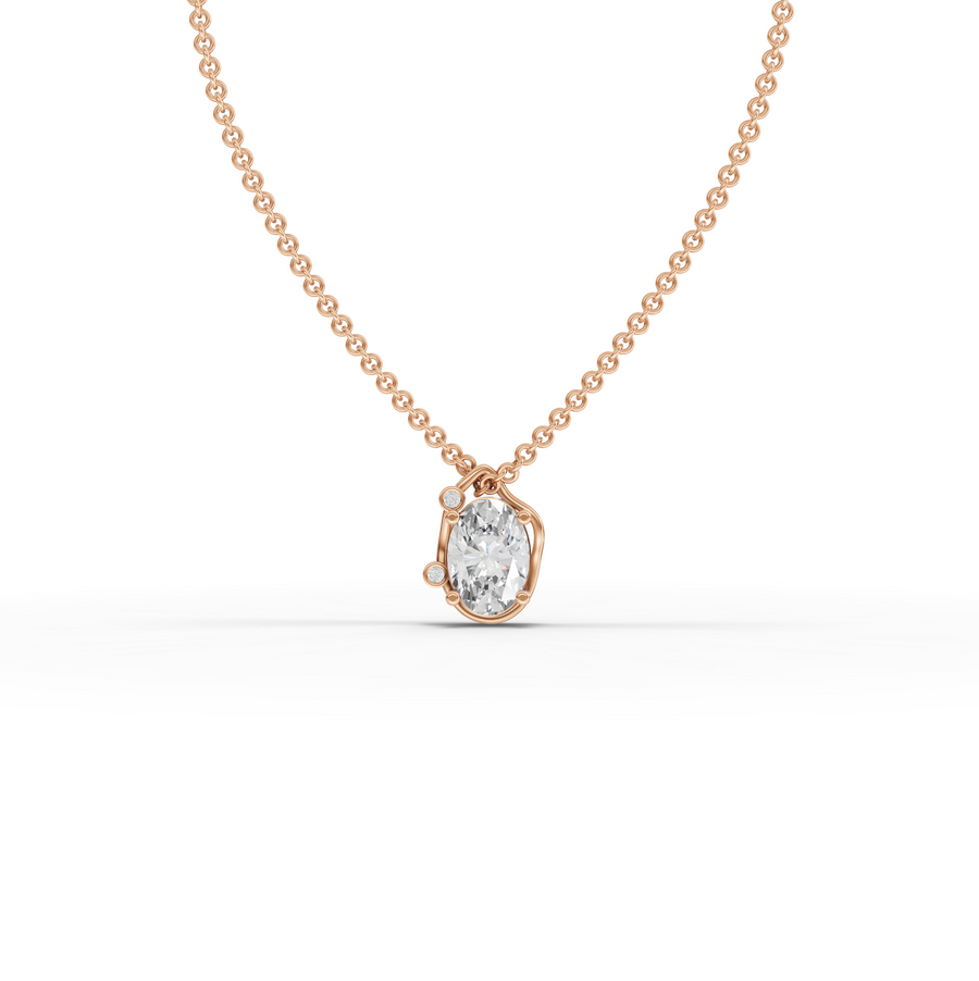 1.013 Ct Oval Solitaire With Side side Diamond Pendant