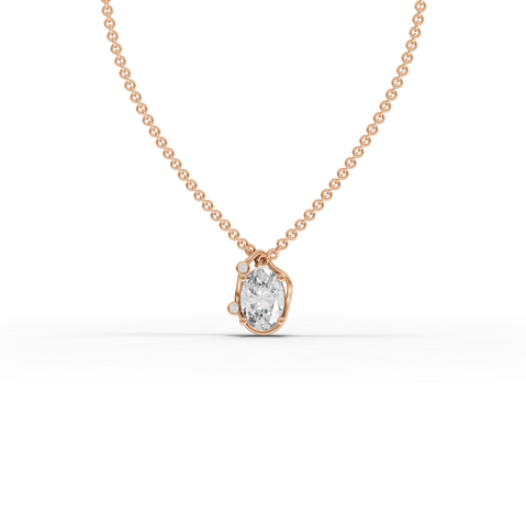 1.013 Ct Oval Solitaire With Side side Diamond Pendant