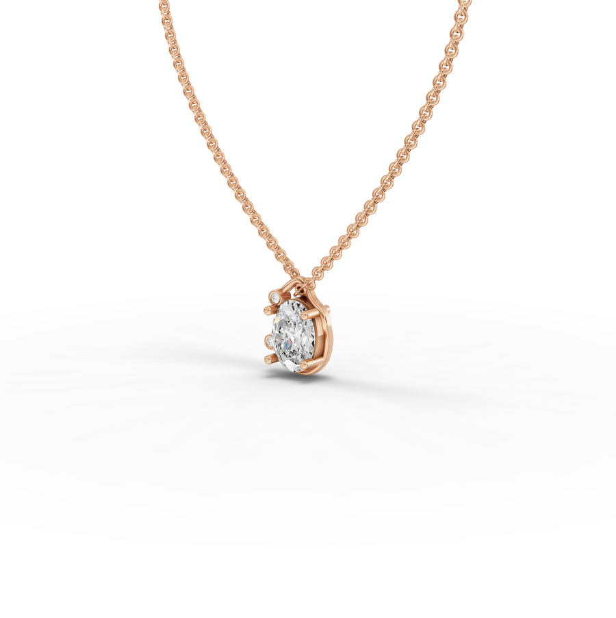 1.013 Ct Oval Solitaire With Side side Diamond Pendant