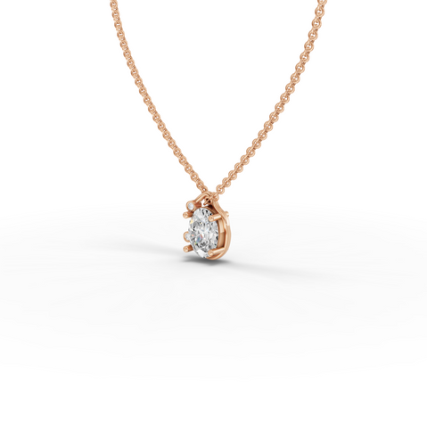 1.013 Ct Oval Solitaire With Side side Diamond Pendant