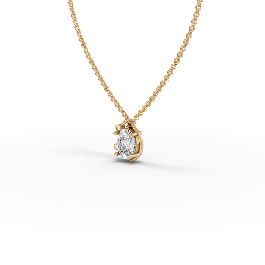 1.013 Ct Oval Solitaire With Side side Diamond Pendant