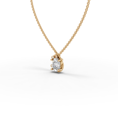 1.013 Ct Oval Solitaire With Side side Diamond Pendant