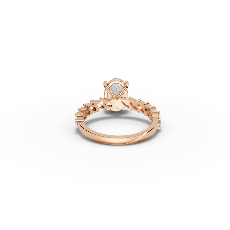 2.13 Ct Oval Lab Diamond Marquise Side Stone Ring
