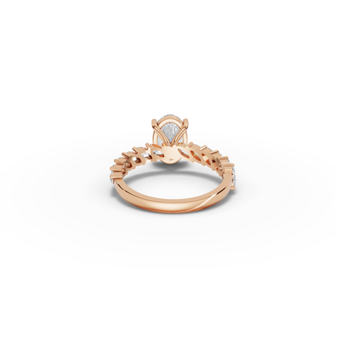 2.13 Ct Oval Lab Diamond Marquise Side Stone Ring
