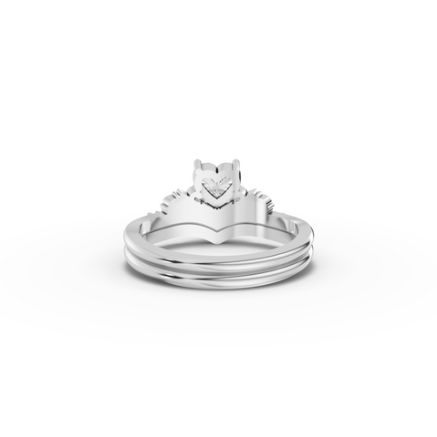 0.64 Ct Heart Solitaire With Side Stone Band Set