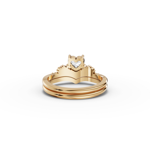 0.64 Ct Heart Solitaire With Side Stone Band Set
