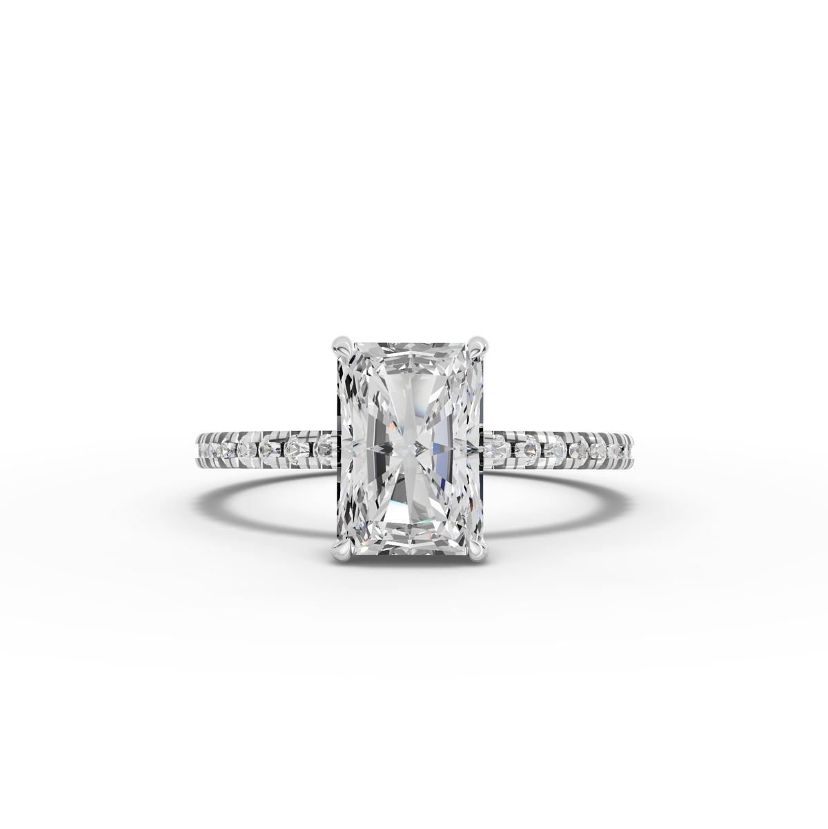 1.71 Ct Radiant Hidden Halo Accent Lab Diamond Ring