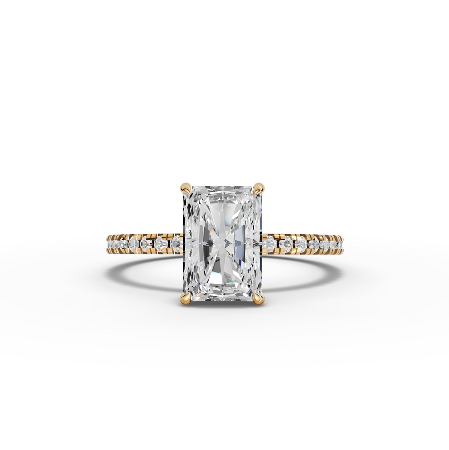 1.71 Ct Radiant Hidden Halo Accent Lab Diamond Ring