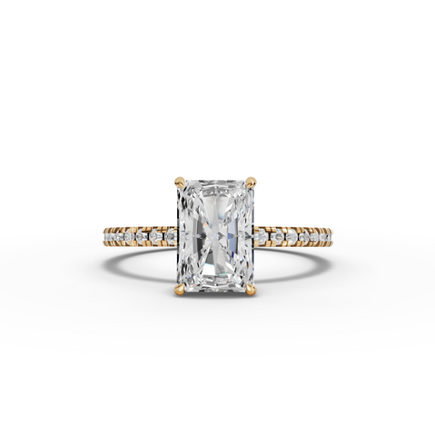 1.71 Ct Radiant Hidden Halo Accent Lab Diamond Ring