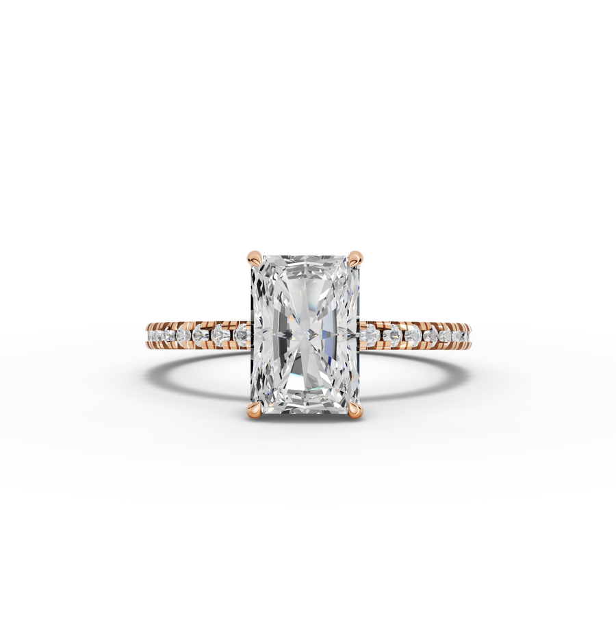 1.71 Ct Radiant Hidden Halo Accent Lab Diamond Ring