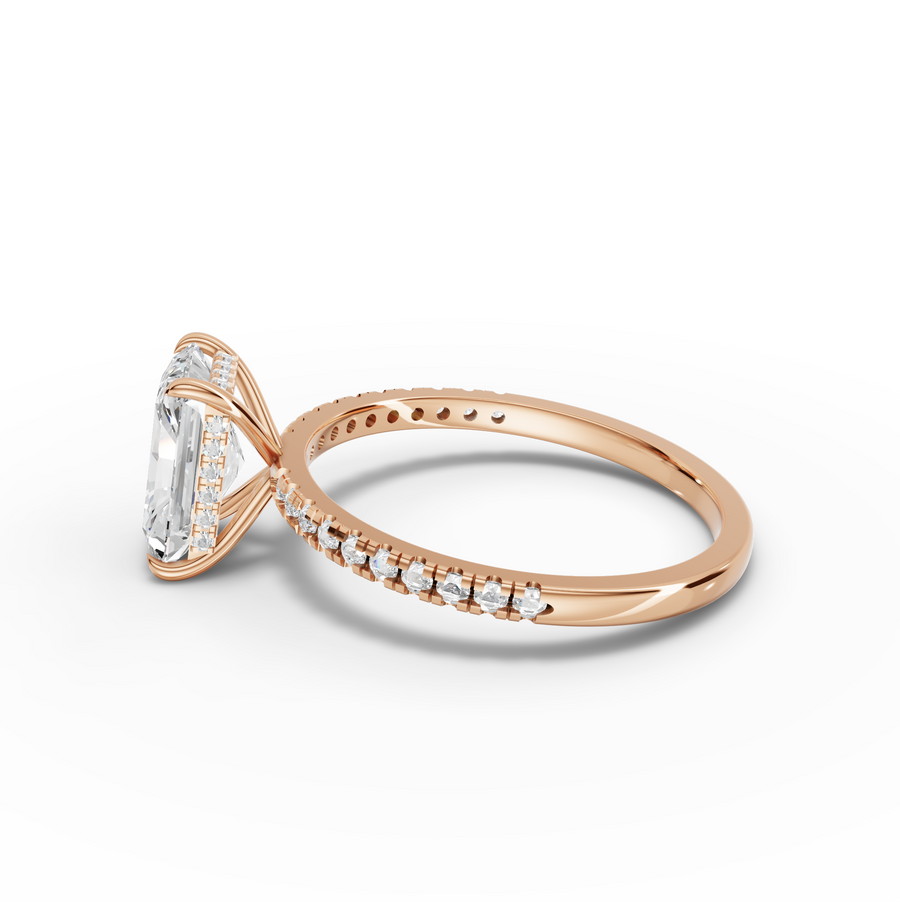 1.71 Ct Radiant Hidden Halo Accent Lab Diamond Ring