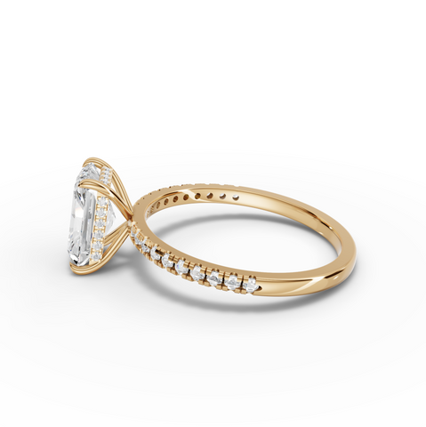 1.71 Ct Radiant Hidden Halo Accent Lab Diamond Ring