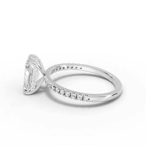 1.71 Ct Radiant Hidden Halo Accent Lab Diamond Ring