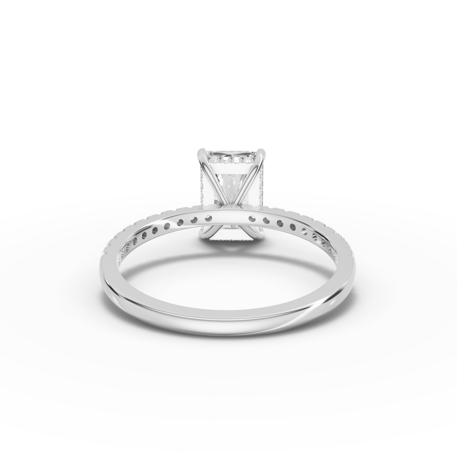 1.71 Ct Radiant Hidden Halo Accent Lab Diamond Ring