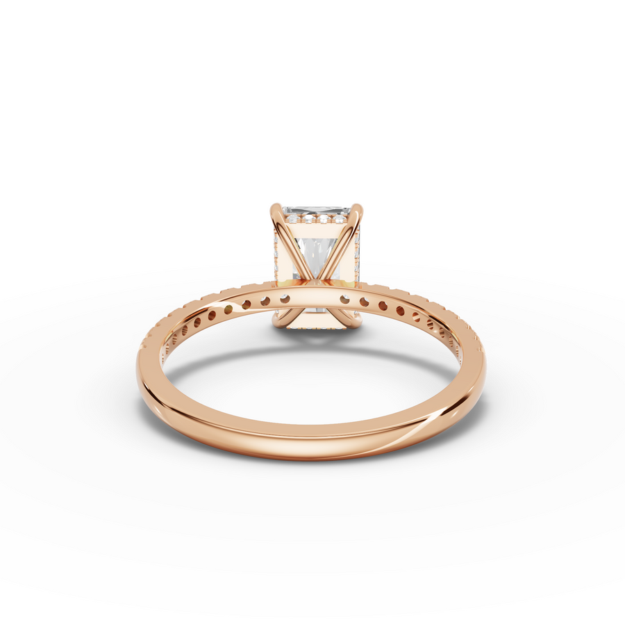1.71 Ct Radiant Hidden Halo Accent Lab Diamond Ring