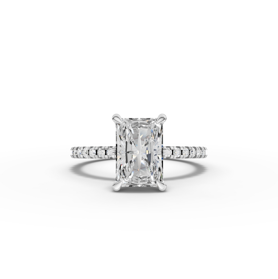 1.73 Ct Radiant Hidden Halo Pavé Ring