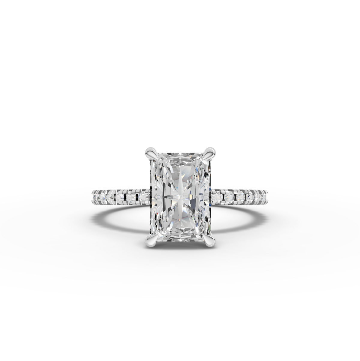 1.73 Ct Radiant Hidden Halo Pavé Ring