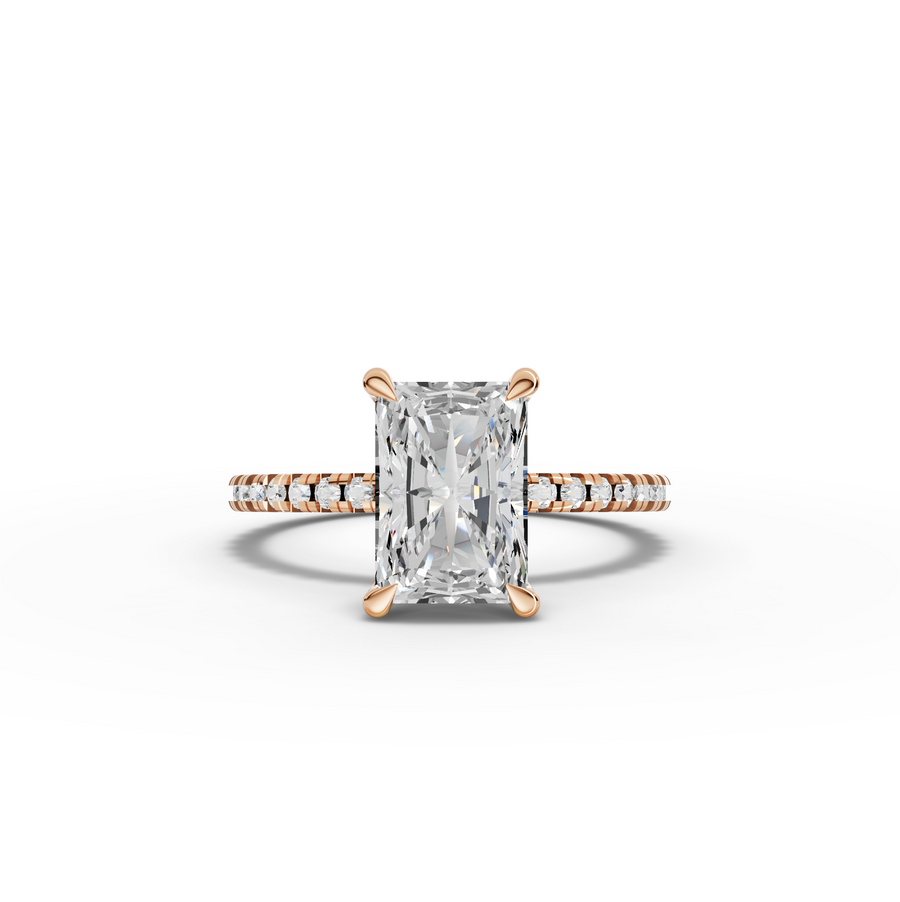 1.73 Ct Radiant Hidden Halo Pavé Ring