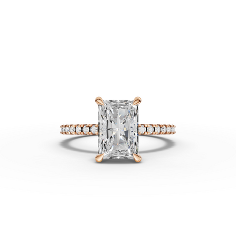 1.73 Ct Radiant Hidden Halo Pavé Ring