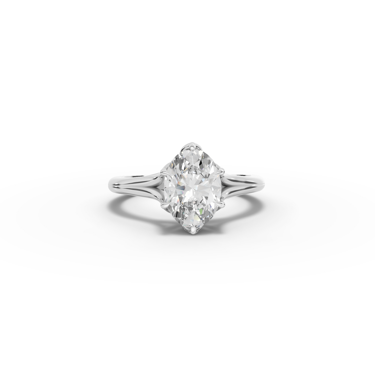 1.53 Ct Oval Lab Diamond Lotus Solitaire Ring
