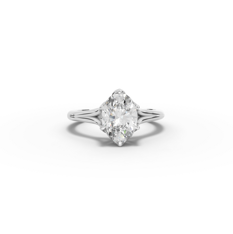 1.53 Ct Oval Lab Diamond Lotus Solitaire Ring