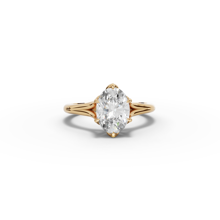 1.53 Ct Oval Lab Diamond Lotus Solitaire Ring