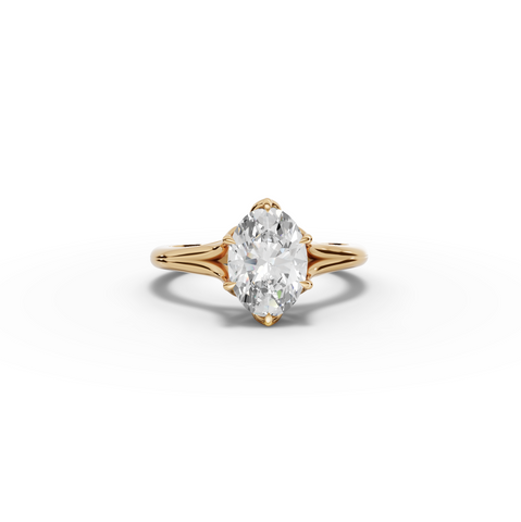 1.53 Ct Oval Lab Diamond Lotus Solitaire Ring