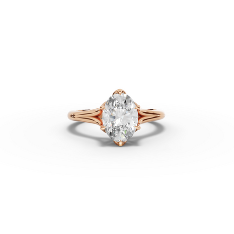 1.53 Ct Oval Lab Diamond Lotus Solitaire Ring